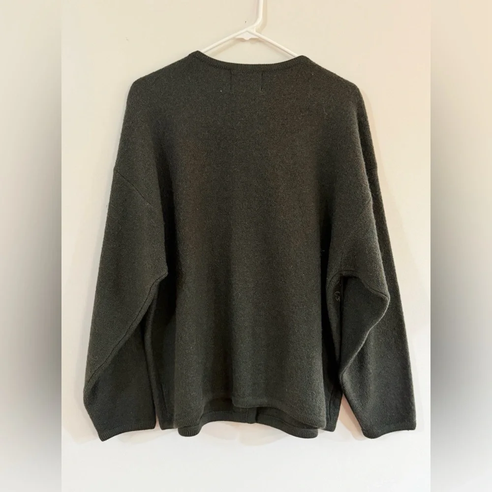 VTG Woolrich Womens Lg Wool Nordic Cardigan Sweater Deep Forest Green Snowflake - Picture 7 of 12